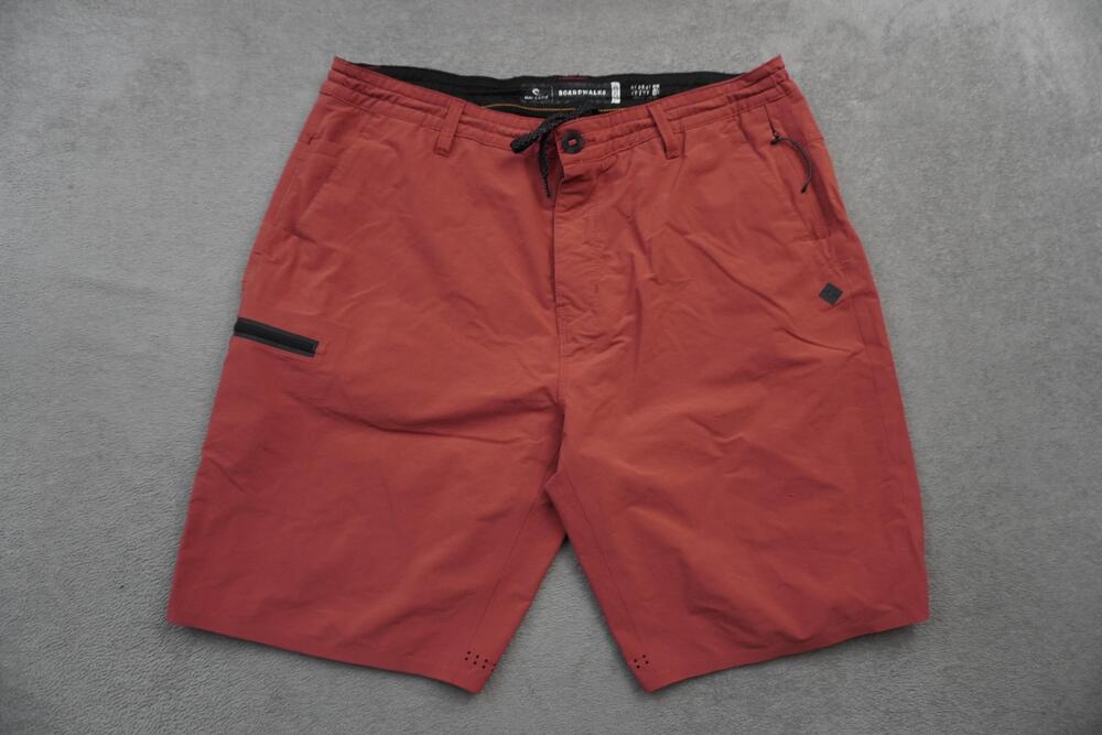 Rip Curl Global Entry Shorts Mens 38 Red Cordura Travel 10" Inseam Boardwalks